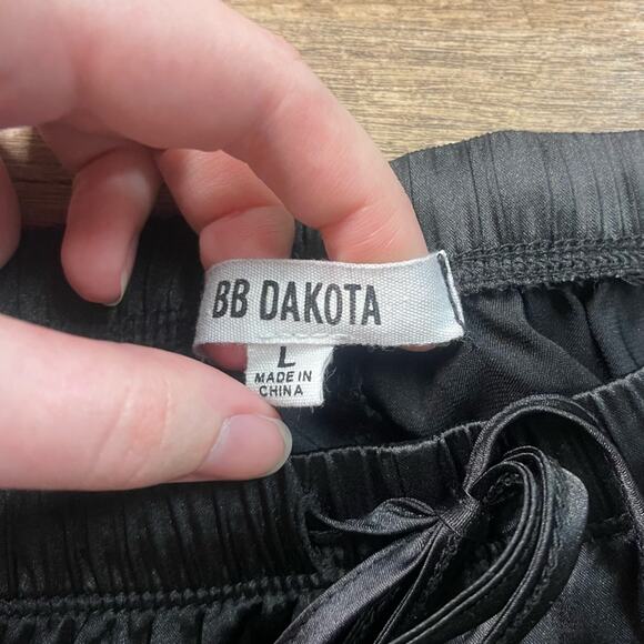 BB Dakota Black Satin Flowy Casual Lounge Pants Wide Leg Women’s Size Large - Picture 9 of 11
